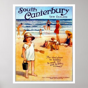 Zuid-Canterbury, Nieuw-Zeeland, mensen op het stra Poster