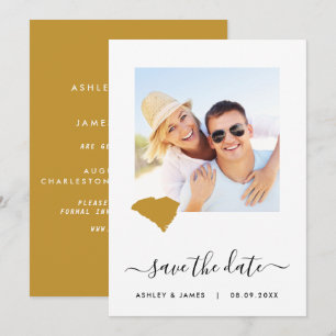 Zuid-Carolina Kaart Foto Trouwkaart Save the Date