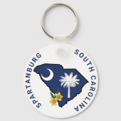 Zuid-Carolina Vlag & Bloemgeel Jessamine Sleutelhanger (Achterkant)