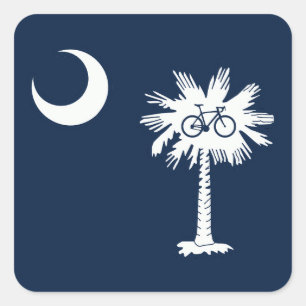 Zuid Carolina Vlag Palmboom Fiets Vierkante Sticker