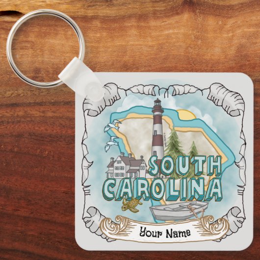 Zuid-Carolina vuurtoren Sleutelhanger (Voorkant)