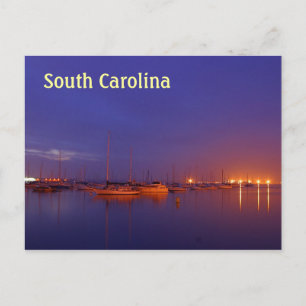 Zuid-Carolina: zeilboten in marina bij schemering Briefkaart