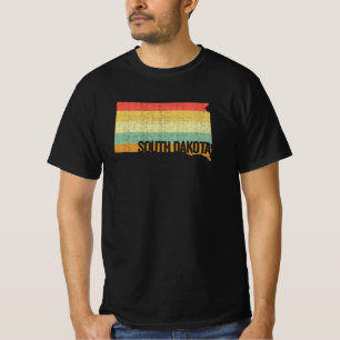 Zuid-Dakota Retro Sunset Distress Map T-shirt