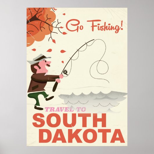 Zuid-Dakota vintage visvakantieposter Poster (Voorkant)