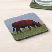 Zuid-Devon Ruby Cow grazeing op kustlijn Drankjes Onderzetter (Linkerzijde)