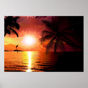 Zuid-eiland-565242. FANTASY TROPICAL AVOND PALM Poster