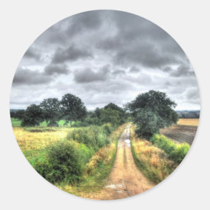 Zuid-Engeland Woodland Pastures Natuur Scène Ronde Sticker