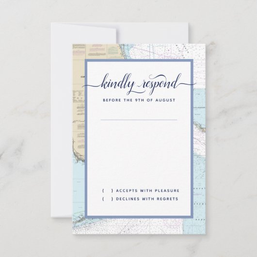 Zuid #Florida Formeel #Nautical #Wedding RSVP Kaartje (Voorkant)