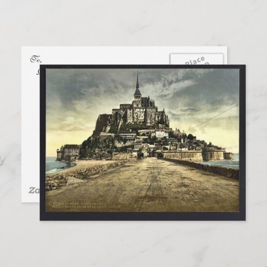 Zuid front van de dike, Mont St. Michel, Frankrijk Briefkaart (Voorkant / Achterkant)