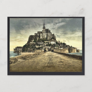 Zuid front van de dike, Mont St. Michel, Frankrijk Briefkaart