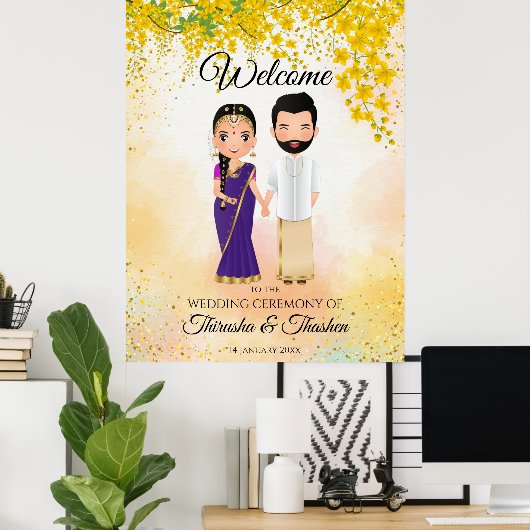 Zuid-Indiaas bruiloft Tamil Telugu Indiaas paar Poster (Thuiskantoor)
