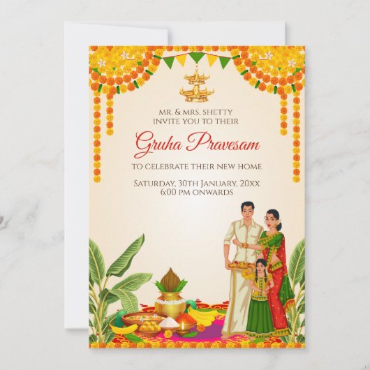 Zuid-Indiase Housewarming uitnodiging Digitaal (Voorkant)