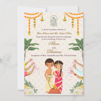 Zuid-Indische Kalyanam Trouw Uitnodigingskaart Kaart