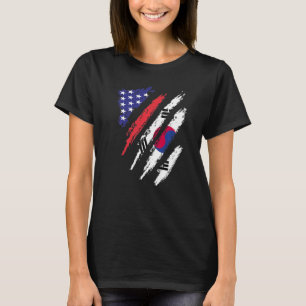 Zuid-Korea Amerikaans Geteelde Vlag USA Patriot Er T-shirt