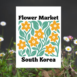 Zuid-Korea Bloemenmarkt Gele Bloesems Bloemstuk Briefkaart