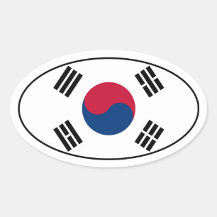 Zuid-Korea Flag Oval Sticker