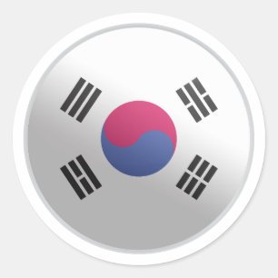 Zuid-Korea Glossy Circle Flag Ronde Sticker