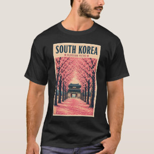 Zuid-Korea Kersenbloesem Illustratie Reis Kunst T-shirt