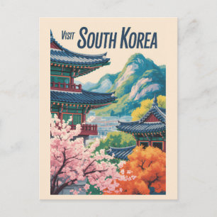 Zuid-Korea Landschap Illustratie Reis Kunst Briefkaart