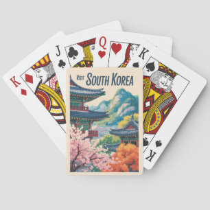 Zuid-Korea Landschap Illustratie Reis Kunst Pokerkaarten