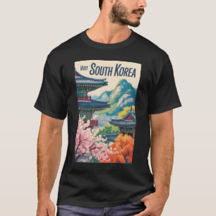 Zuid-Korea Landschap Illustratie Reis Kunst T-shirt