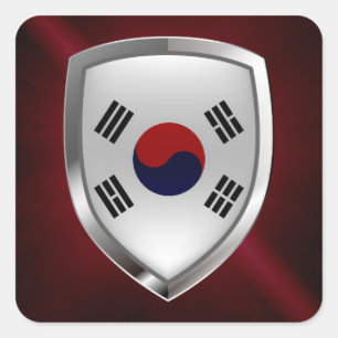 Zuid-Korea Metallic Embleem Vierkante Sticker