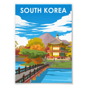 Zuid-Korea - Minimale reisposter voor kleine terug Foto Afdruk