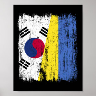 Zuid-Korea Oekraine Half Vlag Zuid-Koreaanse Oekra Poster