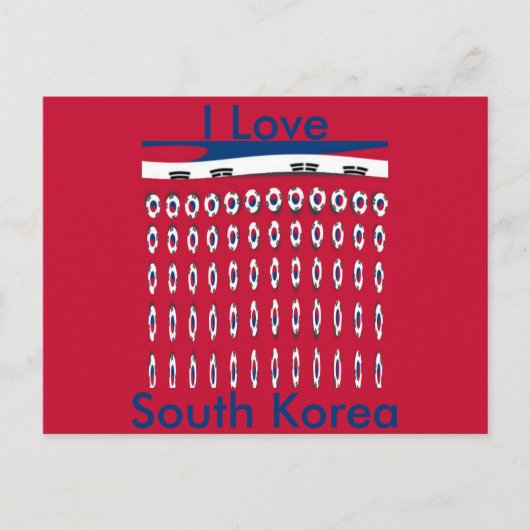 Zuid-Korea Polka Dot Flag Art Design: een rode bas Briefkaart (Voorkant)