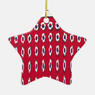 Zuid-Korea Polka Dot Flag Art Design: een rode bas Keramisch Ornament
