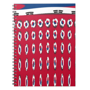 Zuid-Korea Polka Dot Flag Art Design: een rode bas Notitieboek