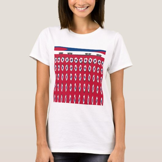 Zuid-Korea Polka Dot Flag Art Design: een rode bas T-shirt (Voorkant)