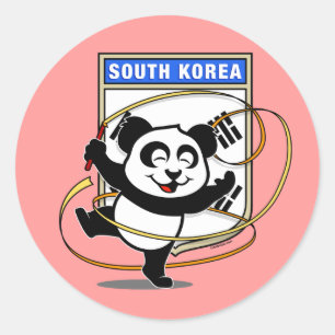Zuid-Korea Rhythmic Gymnastics Panda Ronde Sticker