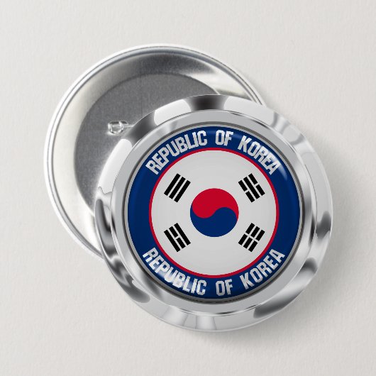 Zuid-Korea Round Embleem Ronde Button 7,6 Cm (Voorkant /achterkant)