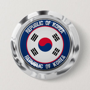 Zuid-Korea Round Embleem Ronde Button 7,6 Cm
