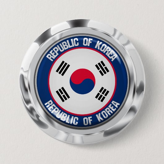Zuid-Korea Round Embleem Ronde Button 7,6 Cm (Voorkant)