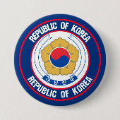 Zuid-Korea Round Embleem Ronde Button 7,6 Cm (Voorkant)