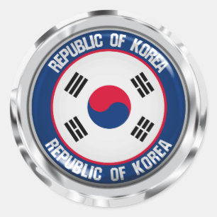 Zuid-Korea Round Embleem Ronde Sticker