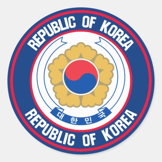 Zuid-Korea Round Embleem Ronde Sticker (Voorkant)