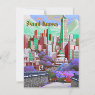 Zuid-Korea Seoul Reisansichtkaart, Seoul Silhouett Briefkaart