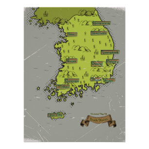 Zuid-Korea stijl kaart Perfect Poster