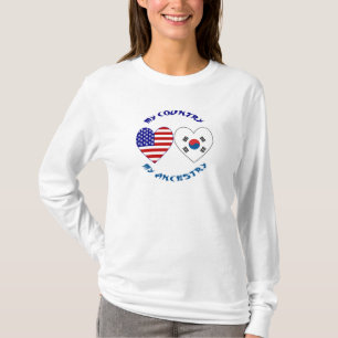 Zuid-Korea USA Hart Vlag Erfgoed Dames T-shirt