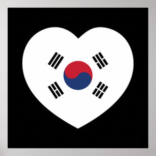 Zuid-Korea Vlag Hart Poster