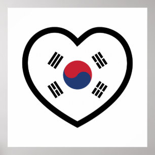 Zuid-Korea Vlag Hart Poster
