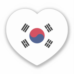 Zuid-Korea Vlag Hart Sticker