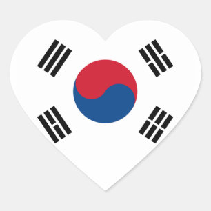 Zuid-Korea Vlag Hart Sticker
