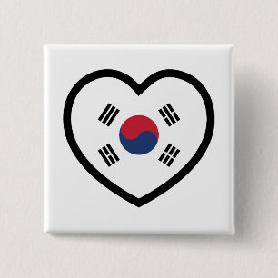 Zuid-Korea Vlag Hart Vierkante Button 5,1 Cm