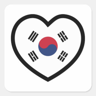Zuid-Korea Vlag Hart Vierkante Sticker
