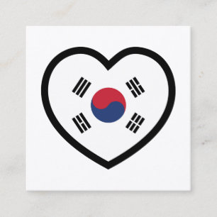 Zuid-Korea Vlag Hart Vierkante Visitekaartje