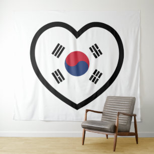 Zuid-Korea Vlag Hart Wandkleed